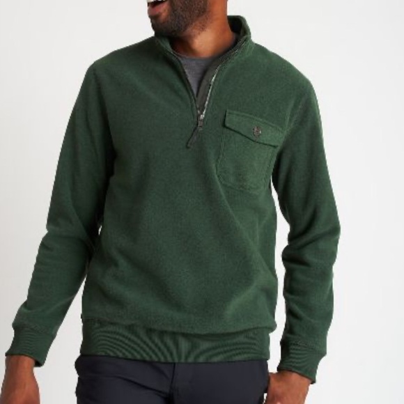 Kit and Ace Water Resistant Fleece Zip Pullover in Whisper Forest Green - Picture 1 of 11